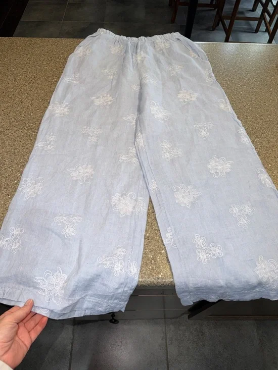 Terzo Millennio Light Blue Pure Linen Pants - Picture 3 of 3